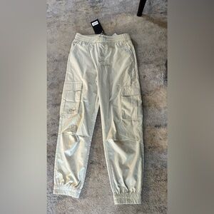 Zara Man light khaki cropped rustic trousers pants